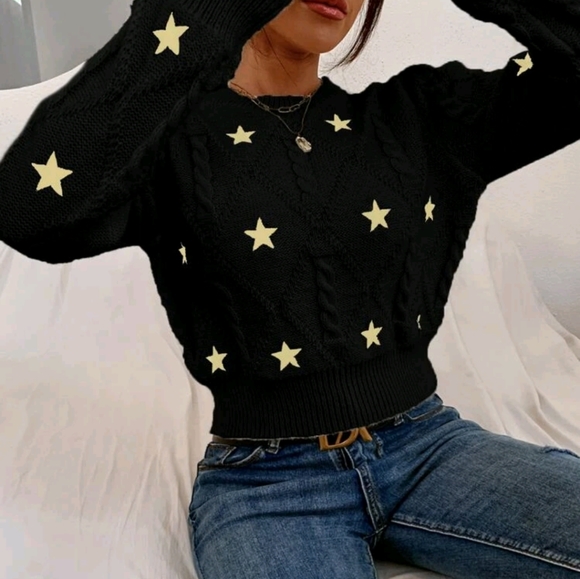 Black Knit Star Sweater - Picture 4 of 7